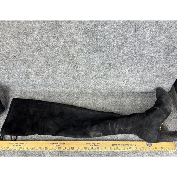 Stuart Weitzman Boots Womens Size 7.5 Black Suede Over The Knee Tall Block Heel - Picture 7 of 10